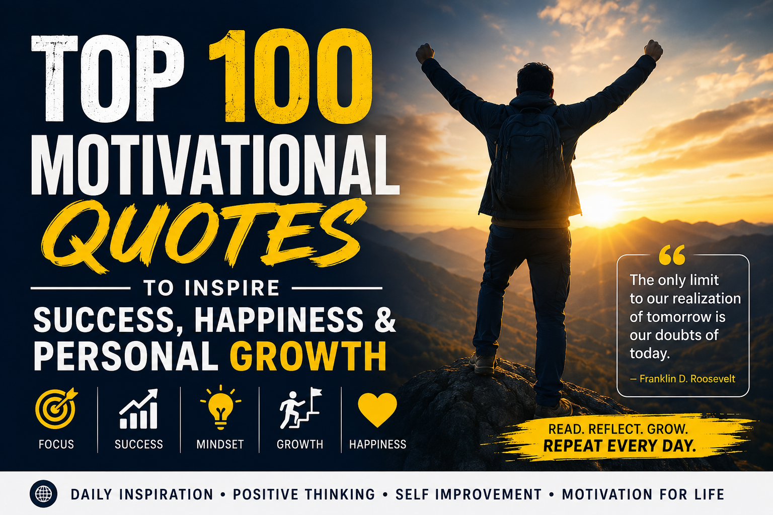 Top 100 Motivational Quotes to Inspire Success, Happiness, and Personal Growth