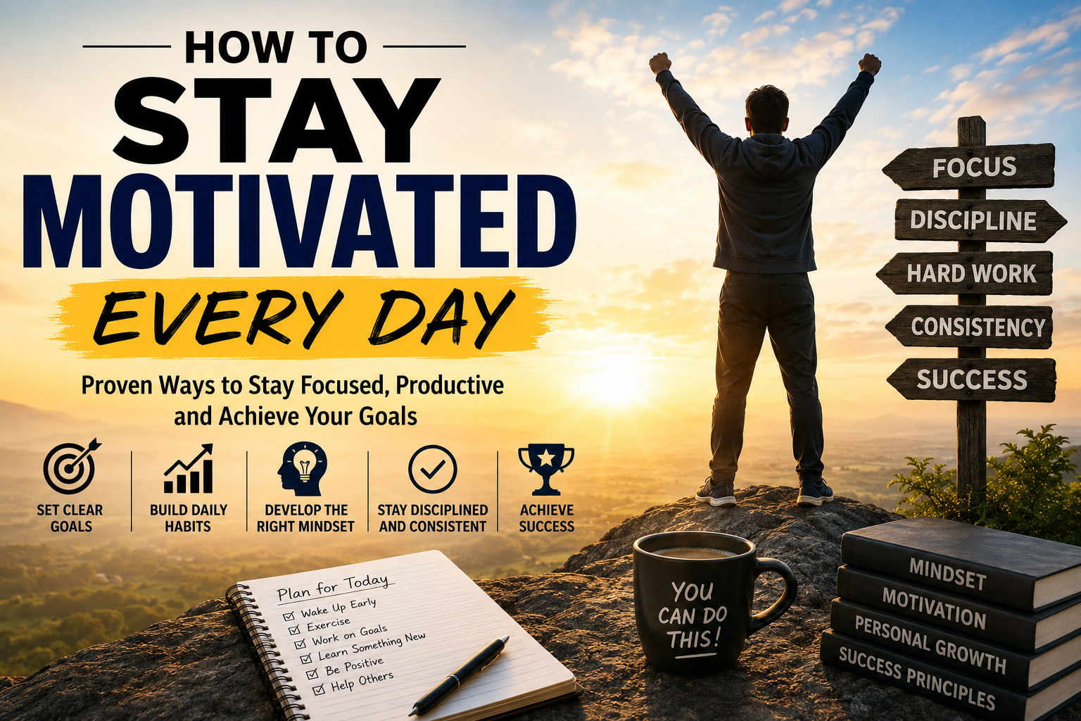 How to Stay Motivated Every Day: 25 Proven Ways to Stay Focused, Productive and Achieve Your Goals